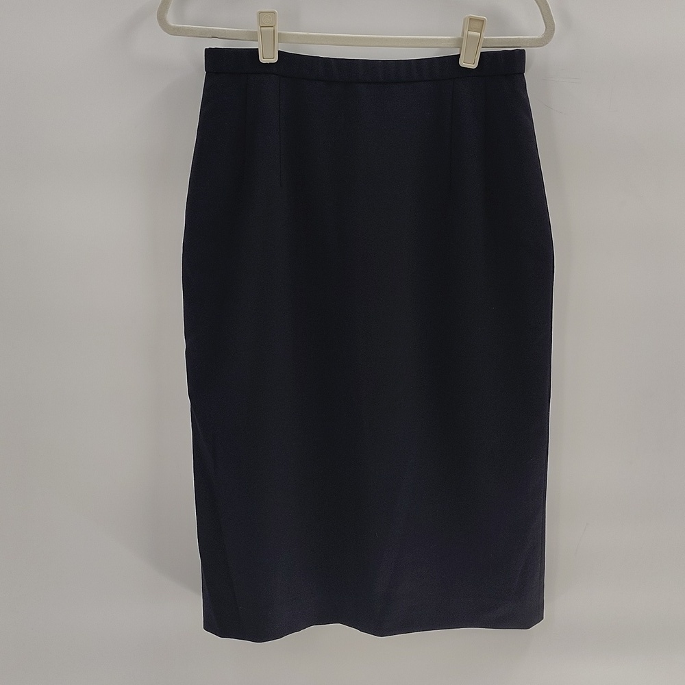 Pendleton Black Wool Midi Skirt Back Slit Size 10 Vintage